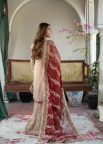 Haseens Official | 3 Piece Beige Chiffon Zardozi Embroidered Gharara - Bareera | Ready To Wear - Image 7