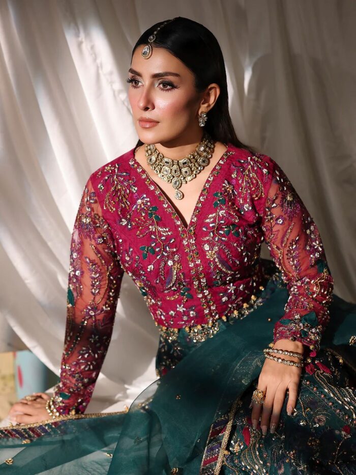 Ally's Official | 3 Piece Luxury Organza lehenga Embroidered  | AR-153 MOONLIGHT | Ready To Wear - Image 3