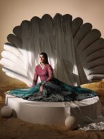 Ally's Official | 3 Piece Luxury Organza lehenga Embroidered  | AR-153 MOONLIGHT | Ready To Wear - Image 4
