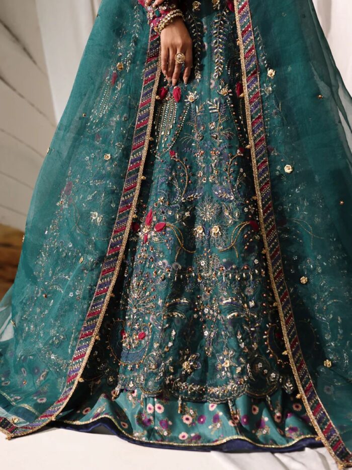 Ally's Official | 3 Piece Luxury Organza lehenga Embroidered  | AR-153 MOONLIGHT | Ready To Wear - Image 9