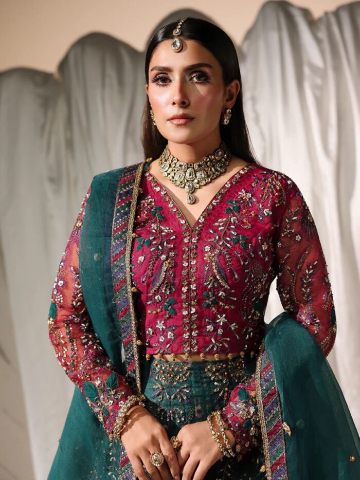 Ally's Official | 3 Piece Luxury Organza lehenga Embroidered  | AR-153 MOONLIGHT | Ready To Wear - Image 10