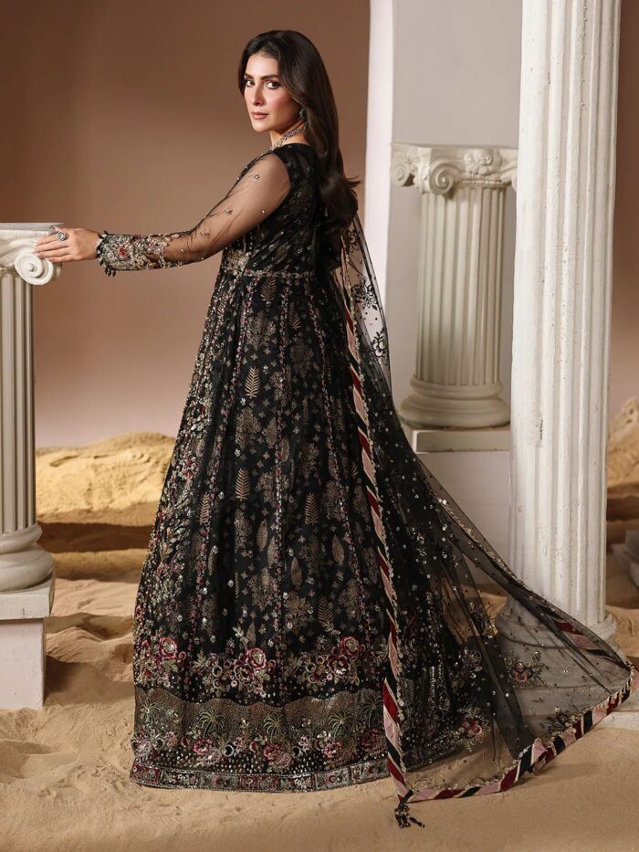Ally's Official | 3 Piece Luxury Net open maxi Embroidered  | AR-154 DALIA | Ready To Wear - Image 4