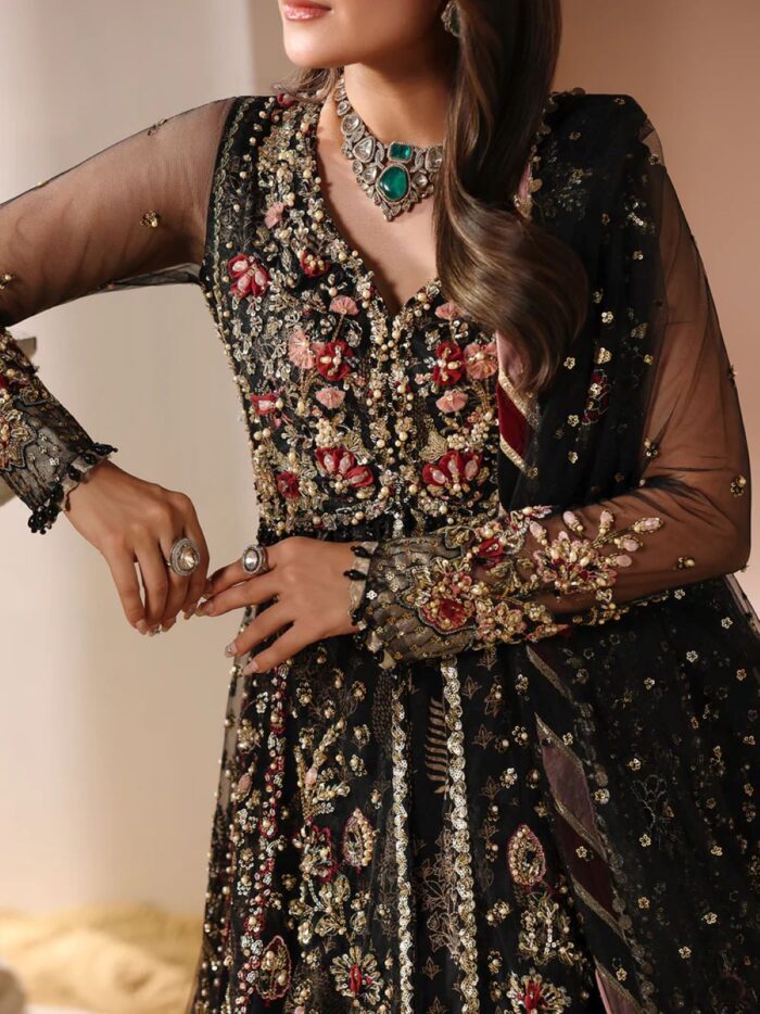 Ally's Official | 3 Piece Luxury Net open maxi Embroidered  | AR-154 DALIA | Ready To Wear - Image 5