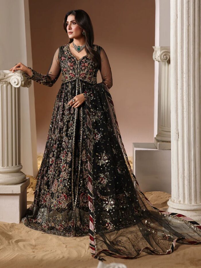 Ally's Official | 3 Piece Luxury Net open maxi Embroidered  | AR-154 DALIA | Ready To Wear - Image 7