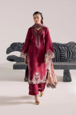 Vanya | 3 Piece Mahroon Embroidered Cotton/Organza  - CN-19  | Ready To Wear - Image 2