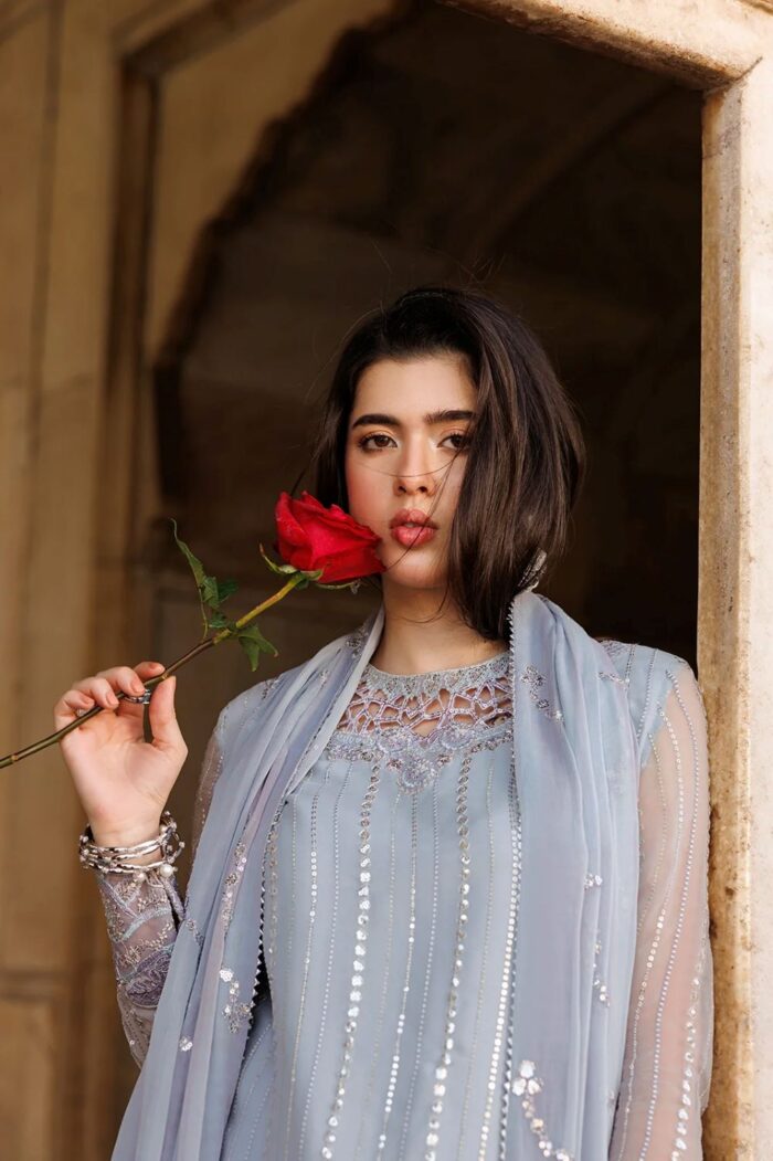 Vanya | 3 Piece  Embroidered Chiffon/Raw Silk - ED-016 | Ready To Wear - Image 2