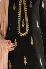 Vanya | 3 Piece black zari Embroidered Zari Silk/Chiffon  - FF-82  | Ready To Wear - Image 3