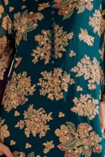 Vanya | 3 Piece chic Teal green  Embroidered Chiffon/Raw Silk - FF-84 | Ready To Wear - Image 3