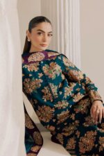 Vanya | 3 Piece chic Teal green  Embroidered Chiffon/Raw Silk - FF-84 | Ready To Wear - Image 4