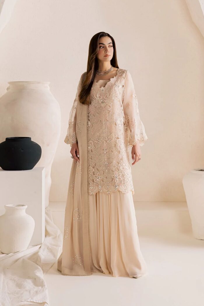 Vanya | 3 Piece   Embroidered Organza/Chiffon - FF-83 | Ready To Wear - Image 4