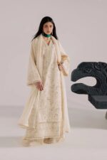 Vanya | 3 Piece pearl white Embroidered Cotton/Organza  - CN-17 | Ready To Wear - Image 4