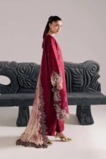 Vanya | 3 Piece Mahroon Embroidered Cotton/Organza  - CN-19  | Ready To Wear - Image 5