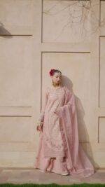 Naqshi | 3 Piece Peach Organza luxury pret – Faris | Ready To Wear - Image 6