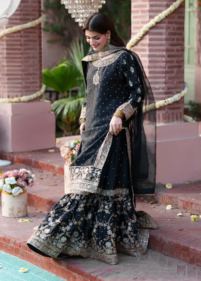 Haseens Official | 3 Piece Embroidered 	Flared lehenga - Mehvar Silk | Ready To Wear - Image 2