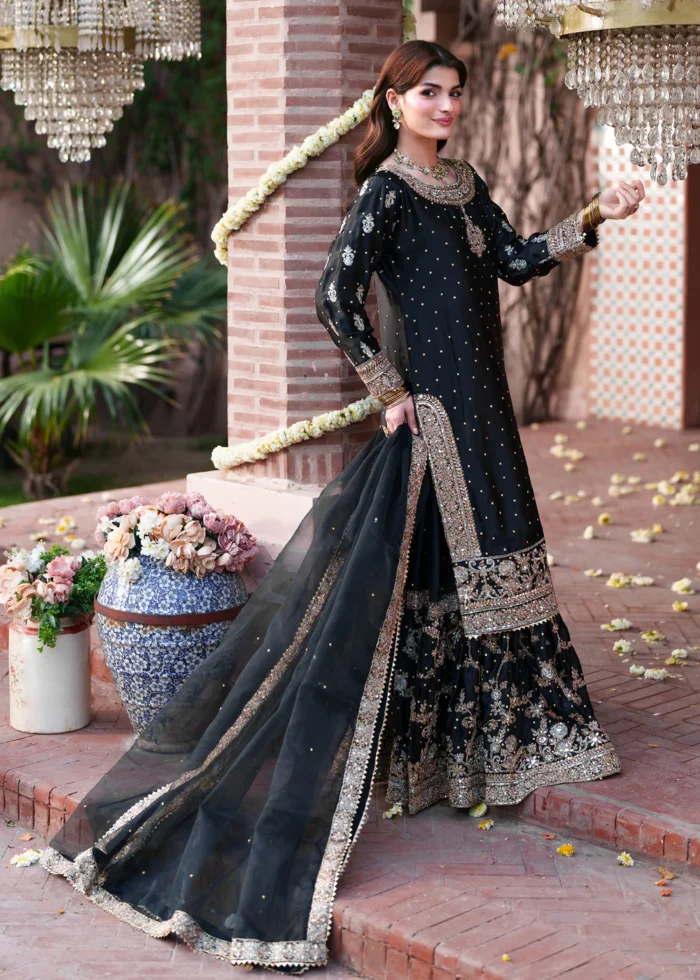 Haseens Official | 3 Piece Embroidered 	Flared lehenga - Mehvar Silk | Ready To Wear - Image 6