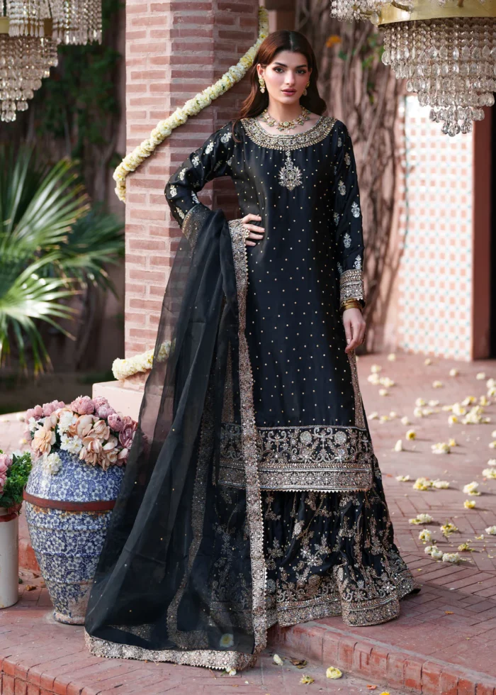 Haseens Official | 3 Piece Embroidered 	Flared lehenga - Mehvar Silk | Ready To Wear - Image 7