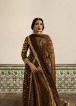Haseens Official | 3 Piece Chiffon Embroidered Flared lehenga - Raushan Brown | Ready To Wear - Image 2
