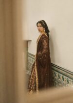 Haseens Official | 3 Piece Chiffon Embroidered Flared lehenga - Raushan Brown | Ready To Wear - Image 4