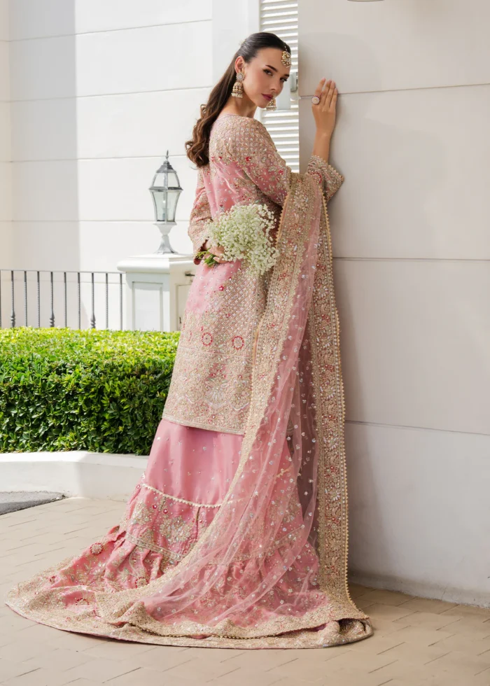Haseens Official | 3 Piece Embroidered Flared gharara- Fadeela | Ready To Wear - Image 2