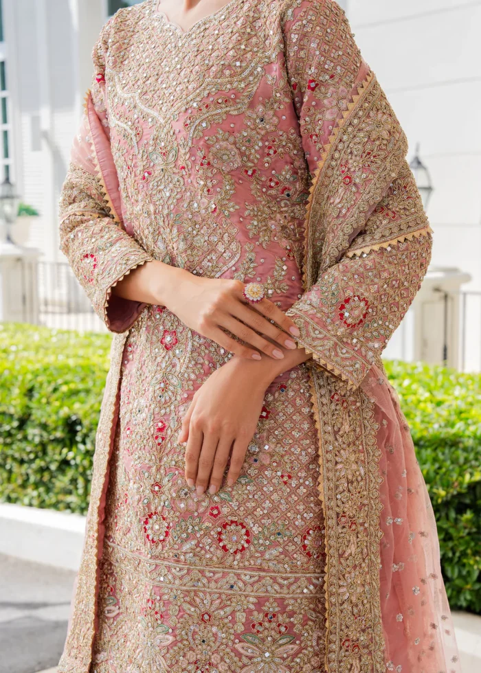 Haseens Official | 3 Piece Embroidered Flared gharara- Fadeela | Ready To Wear - Image 6