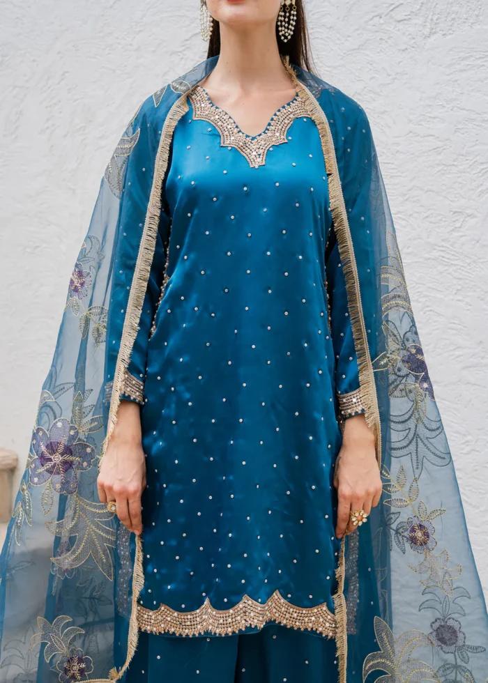 Haseens Official | 3 Piece Embroidered Straight cut kurta- Abeera | Ready To Wear - Image 4