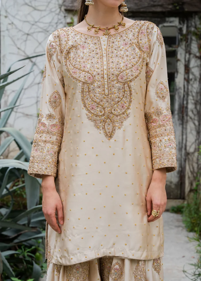 Haseens Official | 3 Piece Embroidered Short kurta - Noorey  | Ready To Wear - Image 8