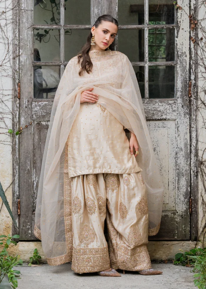 Haseens Official | 3 Piece Embroidered Short kurta - Noorey  | Ready To Wear - Image 6