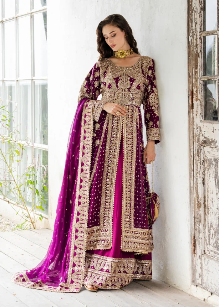 Haseens Official | 3 Piece Embroidered Straight cut maxi- Suhani  | Ready To Wear - Image 4