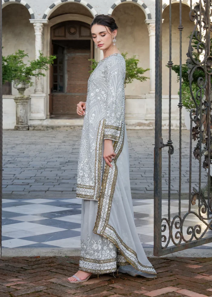 Haseens Official | 3 Piece Embroidered Straight cut kurta- Zunaira | Ready To Wear - Image 3