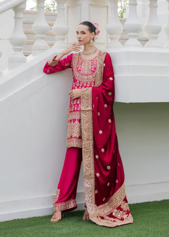 Haseens Official | 3 Piece Embroidered Short kurta - Dilafroz | Ready To Wear - Image 3