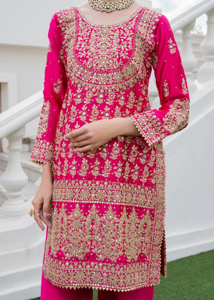 Haseens Official | 3 Piece Embroidered Short kurta - Dilafroz | Ready To Wear - Image 6