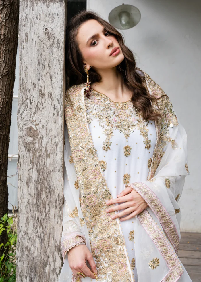 Haseens Official | 3 Piece Embroidered Straight cut kurta- Safa-e-Zar | Ready To Wear - Image 2