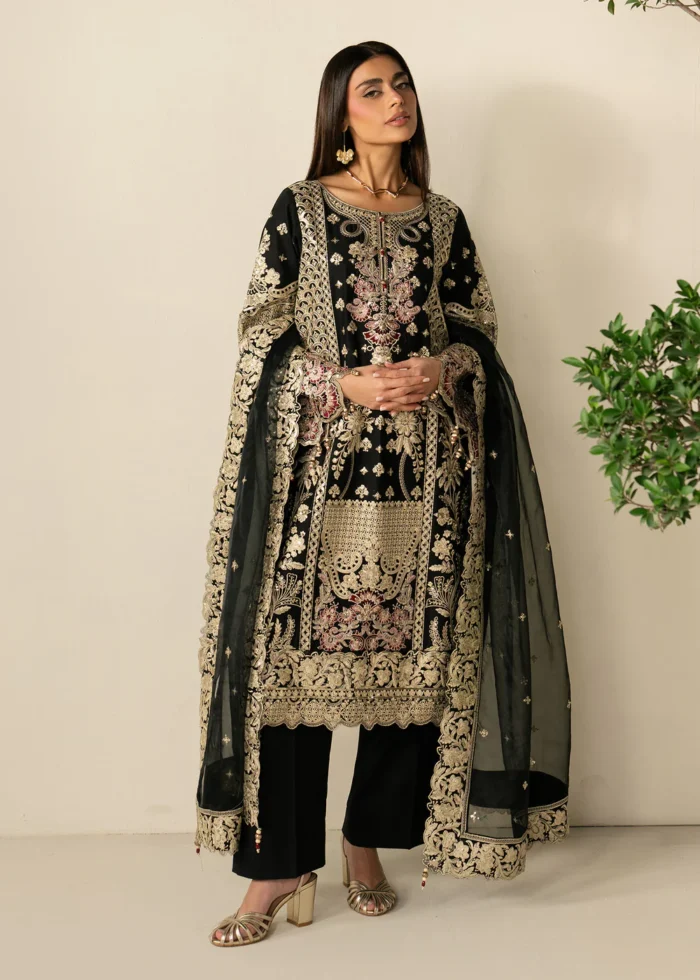 Haseens Official | 3 Piece Embroidered Straight cut kurta - Ayma | Ready To Wear - Image 3