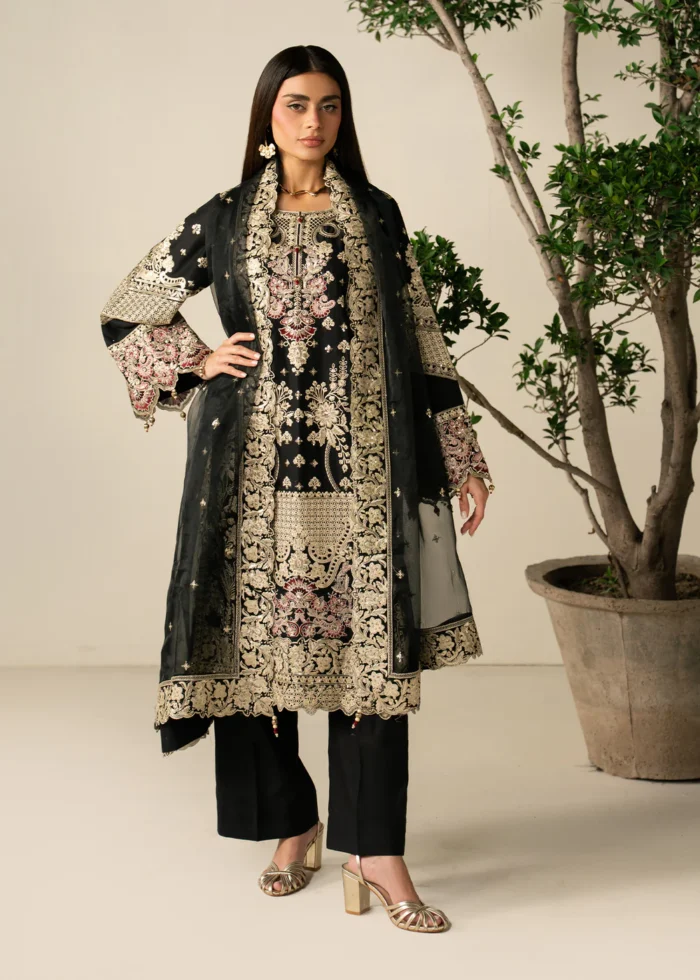 Haseens Official | 3 Piece Embroidered Straight cut kurta - Ayma | Ready To Wear - Image 4