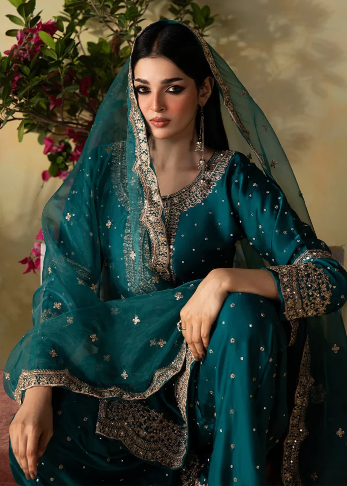 Haseens Official | 3 Piece Embroidered Straight cut kurta - Amaira | Ready To Wear - Image 6