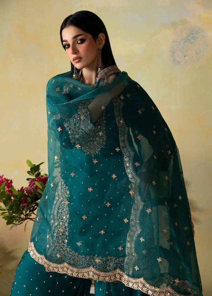 Haseens Official | 3 Piece Embroidered Straight cut kurta - Amaira | Ready To Wear - Image 3