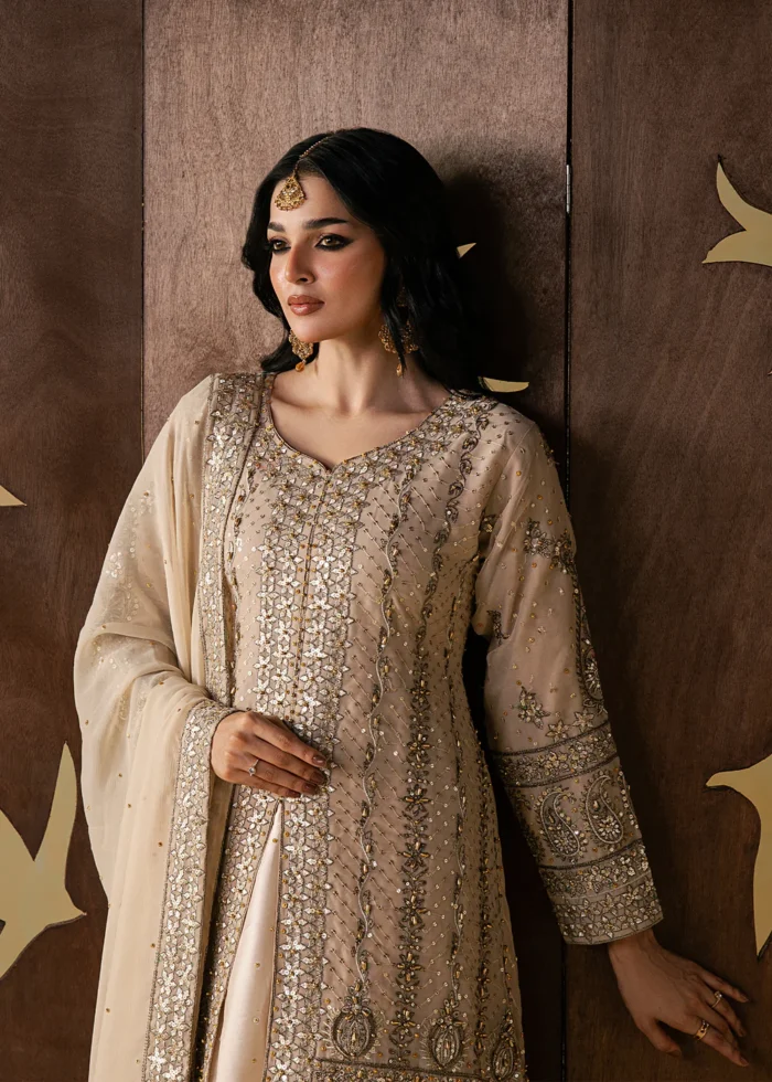 Haseens Official | 3 Piece Embroidered Short frock - Nofa | Ready To Wear - Image 3
