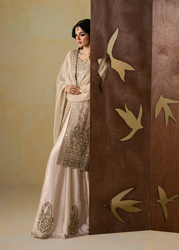 Haseens Official | 3 Piece Embroidered Short frock - Nofa | Ready To Wear - Image 4