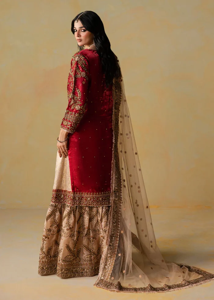 Haseens Official | 3 Piece Embroidered Flared gharara - Rameen | Ready To Wear - Image 3