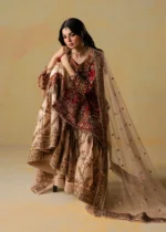Haseens Official | 3 Piece Embroidered Flared gharara - Rameen | Ready To Wear - Image 4