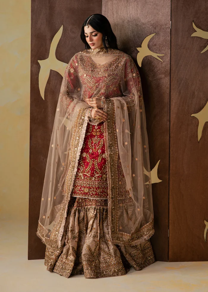Haseens Official | 3 Piece Embroidered Flared gharara - Rameen | Ready To Wear - Image 5