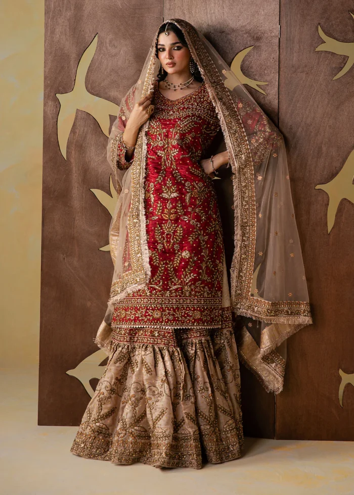 Haseens Official | 3 Piece Embroidered Flared gharara - Rameen | Ready To Wear - Image 6