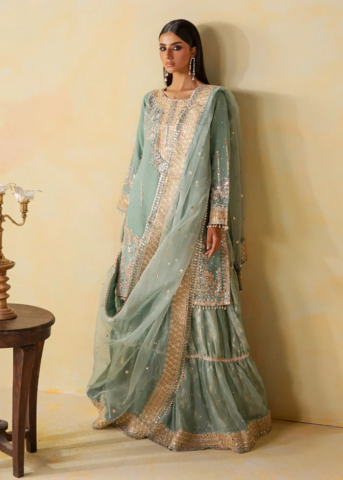 Haseens Official | 3 Piece Embroidered Flared gharara- Nehal | Ready To Wear - Image 2
