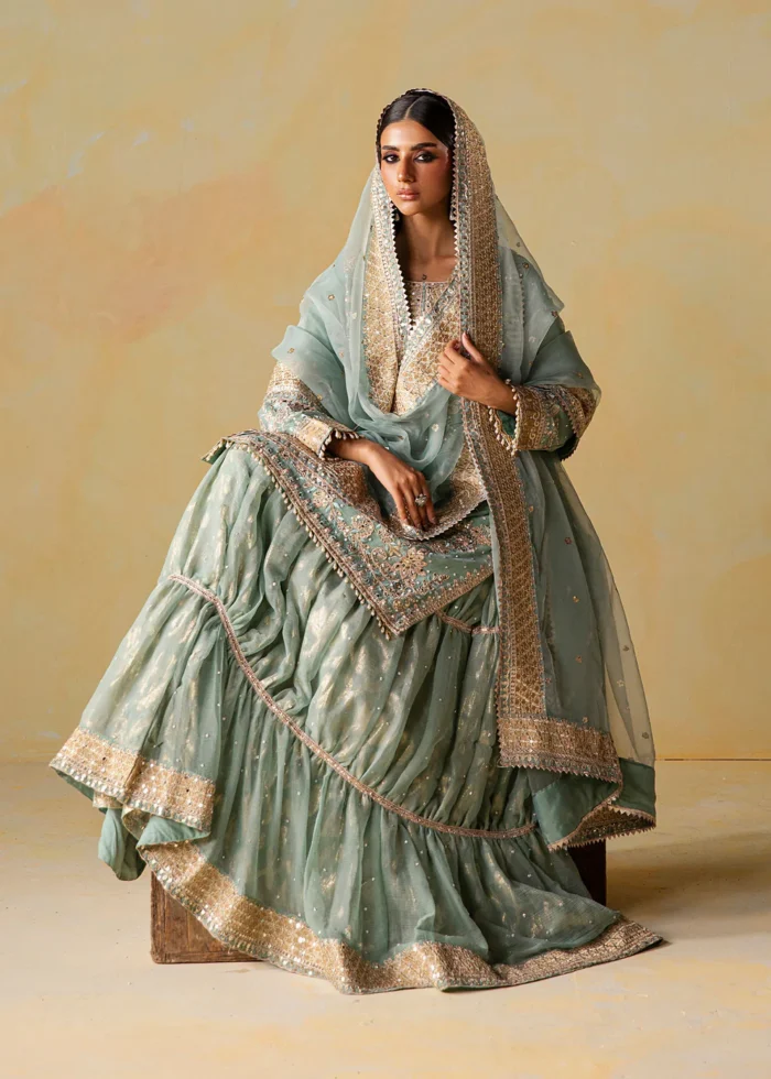 Haseens Official | 3 Piece Embroidered Flared gharara- Nehal | Ready To Wear - Image 4