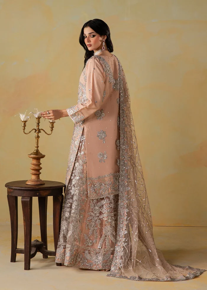 Haseens Official | 3 Piece Embroidered Flared gharara- Mirab | Ready To Wear - Image 2