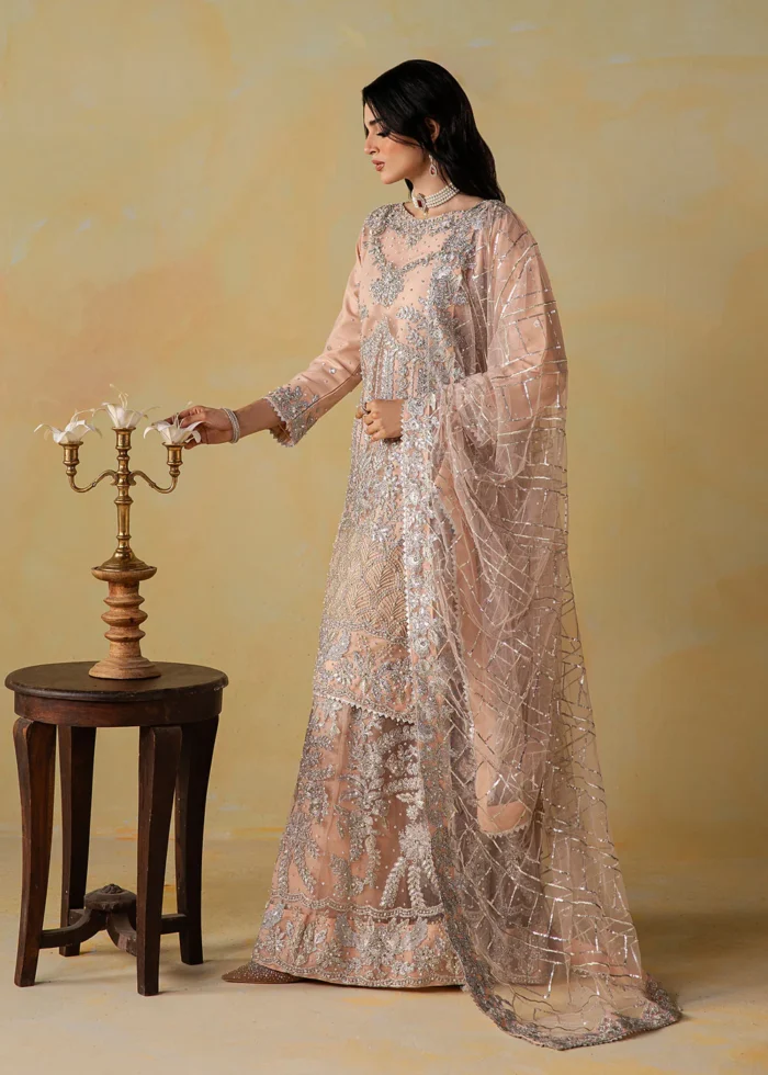 Haseens Official | 3 Piece Embroidered Flared gharara- Mirab | Ready To Wear - Image 5