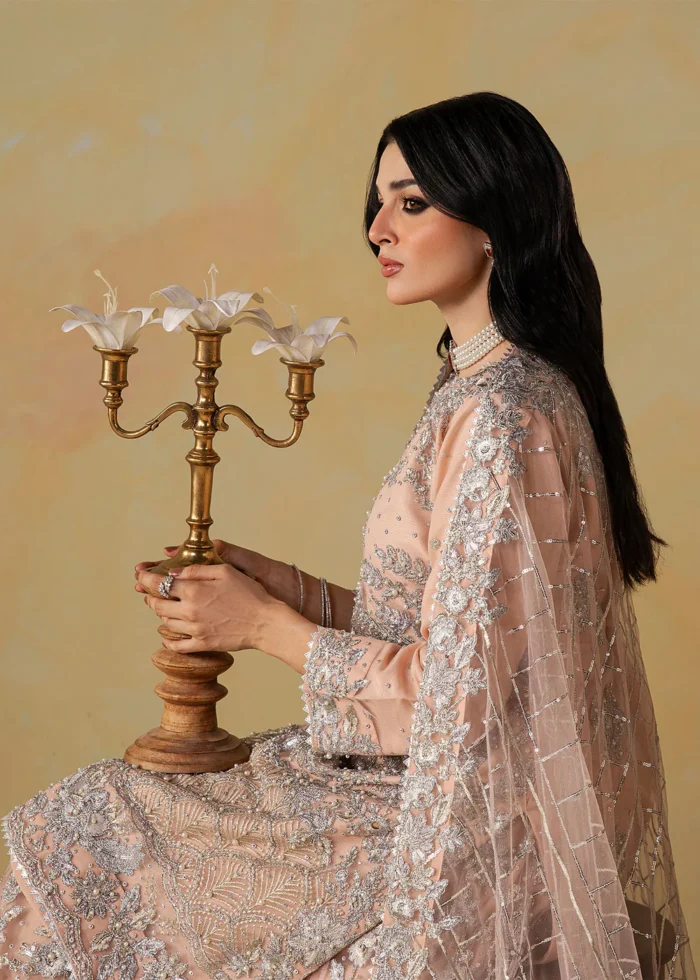 Haseens Official | 3 Piece Embroidered Flared gharara- Mirab | Ready To Wear - Image 6