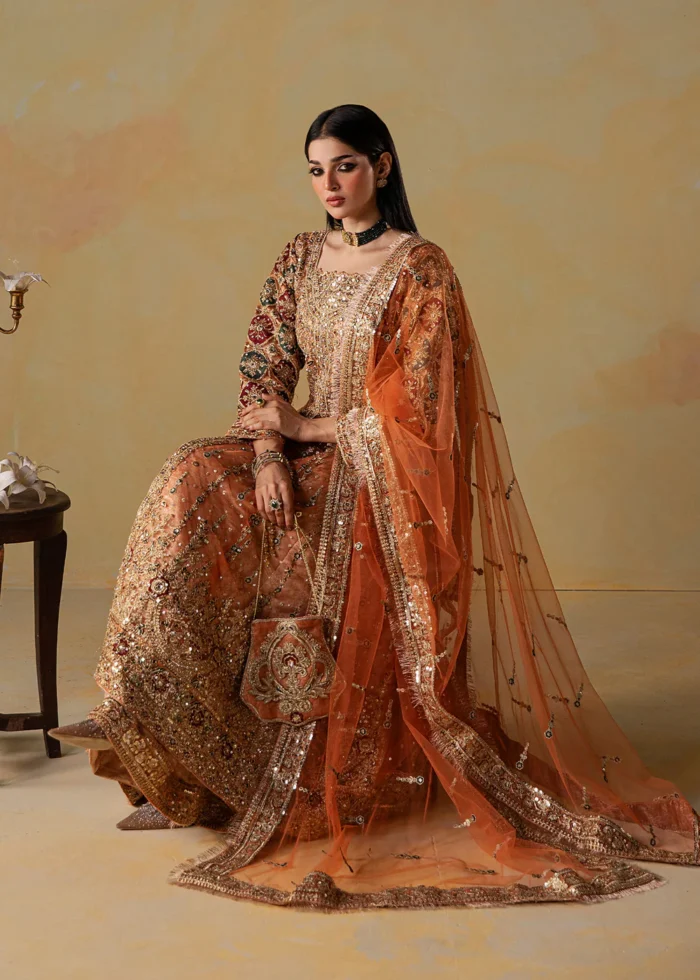 Haseens Official | 3 Piece Embroidered Flared maxi- Ehmer  | Ready To Wear - Image 4