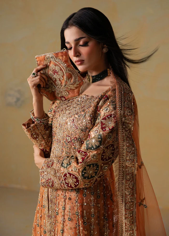 Haseens Official | 3 Piece Embroidered Flared maxi- Ehmer  | Ready To Wear - Image 6