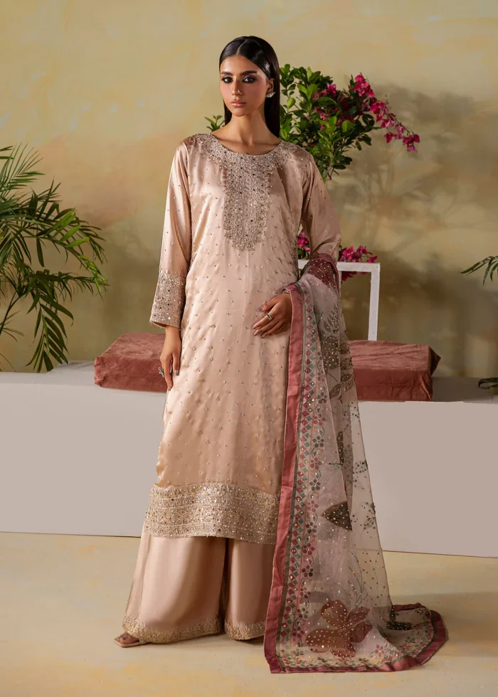 Haseens Official | 3 Piece Embroidered Straight kurta - Unaisa | Ready To Wear - Image 2